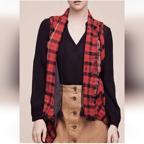 Anthropologie Elevenses Buffalo Plaid Vest, VGUC, Size S - Picture 1 of 8